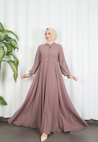 Resim HNT Hayrunnisa Tesettür Beli Dantelli Mevlana Ferace Pudra HNT7011 