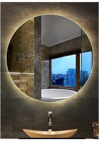 Resim 70 CM Yuvarlak Ledli Ayna Banyo Aynası Dekoratif Ayna Boy Ayna Sa 