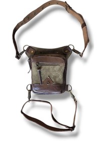 Resim Crow'sRoom Handmade Deri Bel Ve Bacak Çantası (KÜÇÜK MODEL KAHVE&YEŞİL) 