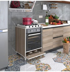 Resim Kenzlife Ankastre Modülü Kabini Krom Crd Fırın Ocak Dolabı Kapaklı Ayaklı Sabit Tabla 