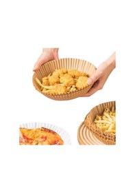 Resim Air Fryer Pişirme Kağıdı Tek Kullanımlık 20cm Hava Fritöz Yağ Geçirmez Yapışmaz 50 Adet Yuvarlak Tabak Krem 