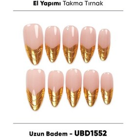 Resim 10'lu Ten Uzun Badem Ubd1552 Tekrar Kullanılabilir El Yapımı Protez Takma Tırnak L 