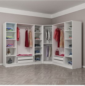 Resim Minar Kale190 8 Kapaklı 4ç Köşe Dolap Beyaz Mebran 190cm Beyaz 