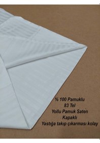 Resim 6'lı Otel Yastık Kılıfı Beyaz 50x70 | Yollu Pamuk Saten Kapaklı Otel Tekstili 