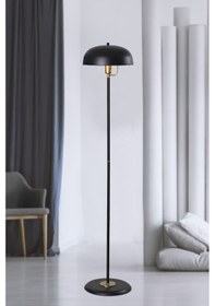 Resim Lambader Krem-sarı Metal Gövde Modern Tasarım Ayarlanabilir Başlık Yerden Aydınlatma Lüx Lambader - Siyah 