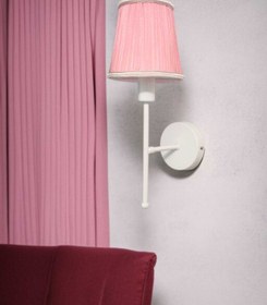 Resim BSA LIGHTING POLEN TEKLİ BEYAZ BOYALI ÇOCUK ODASI APLİK (YELPAZE PEMBE KONİK ABAJURLU) 