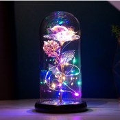 Resim Mufunye Led Işıklı Cam Kupa Sanal Gül, 3 Aydınlatma Modu, Ev Dekorasyonu, Sevgililer Günü Hediyesi 