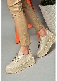 Resim Fox Shoes P274117509 Bej Yüksek Tabanlı Kadın Spor Ayakkabı Sneakers Bej 