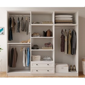 Resim Rabi Mobilya Estelya Country 6 Kapaklı 2 Çekmeceli Gardırop 