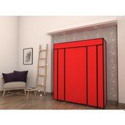 Resim Kırmızı Çift Yandan Raflı Bez Dolap Gardrop Kırmızı 
