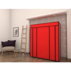 Resim Kırmızı Çift Yandan Raflı Bez Dolap Gardrop Kırmızı 
