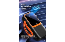 Resim Teknoparkta Simex 30.000 Mah Powerbank 30000 Mah Ekranlı 22.5W Pd Hızlı Şarj Fenerli Kablolu Type C Lighting 