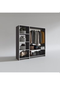 Resim Kenzlife giysi dolabı mükremin 150*150*40 gri gardırop 