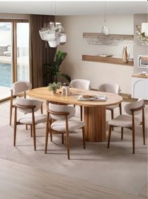 Resim Narven Bohem Natural Ahşap Masa Sandalye Takımı 90x180 Natural 