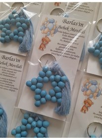 Resim 25 ADET Yandan Püsküllü Yıldız Anahtarlık Bebek Mevlüt Şekeri Çok Renkli 