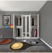 Resim Kenzlife gardırop 6 kapaklı kapılı anemon 180*180*42 byz aynalı g 