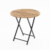 Resim Katlanır 4 Kişilik Yuvarlak Bahçe Masası Bistro Masa 70x70 Çam 15 