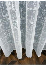 Resim Taç Yeni Katyonik Desen Örme Tül Perde - Ekru 