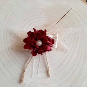 Resim canan dizayn Jüt,çizgili Satenli Bordo Çiçek 2 Adet 