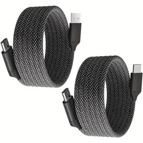 Resim Manyetik 100W Hızlı Şarj Kablosu Tip C'den USB'ye ve CUSB A'dan C'ye Veri Şarj Kablo 