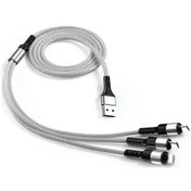 Resim Fosenze 3'lü Usb Şarj Kablosu Lightning/type-c/micro Usb 3 Bağlantı Ucu 1.2m Gümüş Hızlı Veri Transferi 3a Akış 