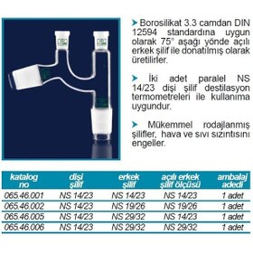 Resim İSOLAB 065.46.001 adaptör -distilasyon-Claisen- dişi:NS14/23-erke 