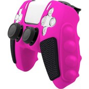 Resim Sony Ps5 Ekleme Renkli Silikon Gamepad Koruyucu Kılıf Rocker Kapakları Olmadan Pembe Siyah 