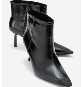 Resim Luvi Shoes Rassel Siyah Rugan Mat Burunlu Kadın İnce Topuklu Bot Siyah 