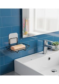 Resim Yapışkanlı Metal Tel Siyah Katı Sabunluk Siyah 