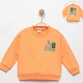 Resim Zekids Erkek Çocuk Cool Rhino Baskılı Pamuklu Sweatshirt-14202 Turuncu 