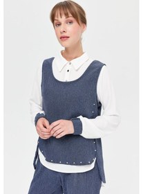 Resim Esswaap Retro Dokulu Üçlü Pantolonlu Takım İndigo-indigo İndigo 
