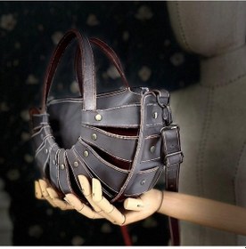 Resim Carıdea El Yapımı Hakiki Deri Bayan Çanta, Clutch, El Omuz Çantası V107 Antrasit 