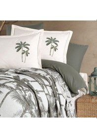 Resim Clasy %100 Pamuk Battaniyeli Nevresim Takımı Çift Kişilik Arvona Yeşil 