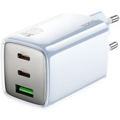 Resim Hoco N49 Glorious Pd65w 2 X Type-c / Usb-c, Usb-a Üç Bağlantı Noktalı Hızlı Şarj Cihazı, Fiş Tipi: Ab Fiş Mavi 