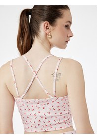 Resim Koton İp Askılı Kiraz Baskılı Sırt Detaylı Crop Sporcu Atleti Pembe Desenli 5sak30090nk Pembe Desenli 