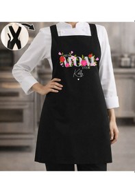 Resim Bk Gift Kişiye Özel Anneler Günü Tasarımlı Çapraz Askılı Siyah Mutfak Önlüğü - 6, Aşçı Önlüğü, Şef Önlüğü, Anneye Hediye Kobitmeyencom35894 Bk Gift Renkli 