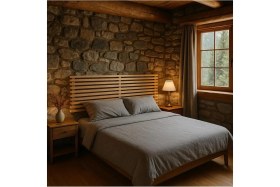 Resim Pinoxi 150CM Masif Ahşap 2 Adet Raflı Yatak Başlığı 150CM x 60CM Masif Natural Çam 
