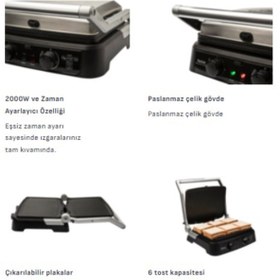 Resim TEFAL Döküm Plaka 2000W Güç Yüksek Kalite Paslanmaz Gourmet Minute Tost Makinesi 