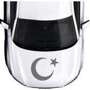 Resim Ay Yıldız Sticker - Türk Bayrağı Sticker - 70cm X 55cm - Gri 