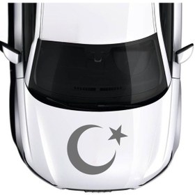Resim Ay Yıldız Sticker - Türk Bayrağı Sticker - 70cm X 55cm - Gri 