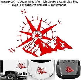 Resim Araba Pusula Desen Çıkartmaları Araba Arka Cam Etiket Dekoratif Güçlü Yapışma Solmaz Araba Dağ Pusula Desen Çıkartmaları Araba Için Evrensel (kırmızı) 