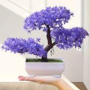 Resim Beyaz Potlu 1 Adet Gerçekçi Yapay Bonsai Ağacı - Ev Dekoru İçin Gerçekçi Mor Sahte Bitki, Oturma Odası, Yatak Odası, Ofis veya Kitaplık İçin Mükemmel - Anneler Günü, Öğretmenler Günü, Mezuniyet, Bağımsızlık Günü İçin İdeal Hediye - İç/Dış Mekan Kullanımı, Kaplama Dahil 