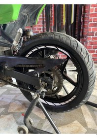 Resim Şık Tasarım Motosiklet Jant Şeridi Kesik Beyaz Sağ-sol/ön-arka Beyaz 