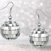 Resim Kadınlar için 1 Çift Işıltılı Retro Disko Topu Sallantılı Küpeler - Paslanmaz Çelik Kanca, Reçine Gövde, Düğünler, Partiler ve Günlük Kullanım için İdeal, Mükemmel Sevgililer Günü Hediyesi, Günlük Kullanım Küpeleri|Zarif Takı|Yansıtıcı Yüzey Küpeler 