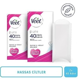 Resim Veet Pure Hassas Ciltler Için Ağda Bandı, Bacak ve Vücut Bölgesi, 80'li 