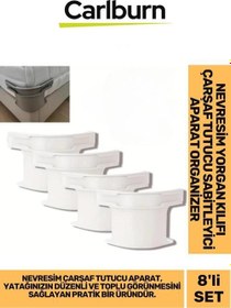 Resim Özel Üretim Kaymaz Pratik Nevresim Yorgan Kılıfı Çarşaf Tutucu Sabitleyici Aparat Organizer 8'li Set 