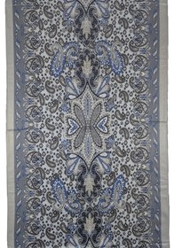 Resim Mim Eşarp Enba Etnik Desenli Soft Pamuklu Şal 75x190 Cm Gümüş - Gri 