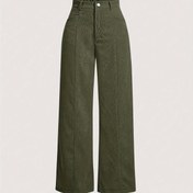 Resim Tüm Mevsimler için Kadın Elegant Polyester Kordüray Pantolon - %100 Polyester Düz Renk Düz Bacak Pantolon 