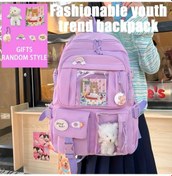 Resim Honeybeeshop Bej Büyük Kapasiteli Kore-japon Tarzı Ayı Desenli Peluş Sırt Çantası Bej 