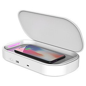 Resim Beyaz Kablosuz Şarj Aleti Ve Uv Maske Sterilizasyon Kutusu Dezenfektan Cihazı 